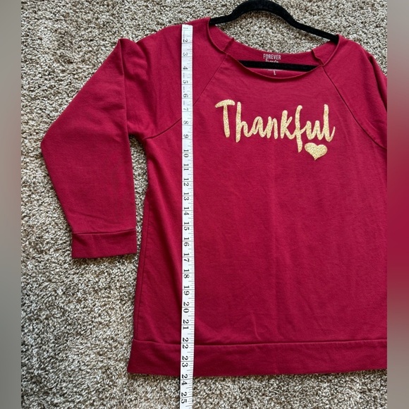 Off the Shoulder “Thankful” Sweatshirt - Picture 5 of 7
